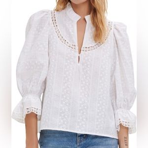 Maje Limoges Embroidered Cotton Blouse-Size 4 (US 10) NWT